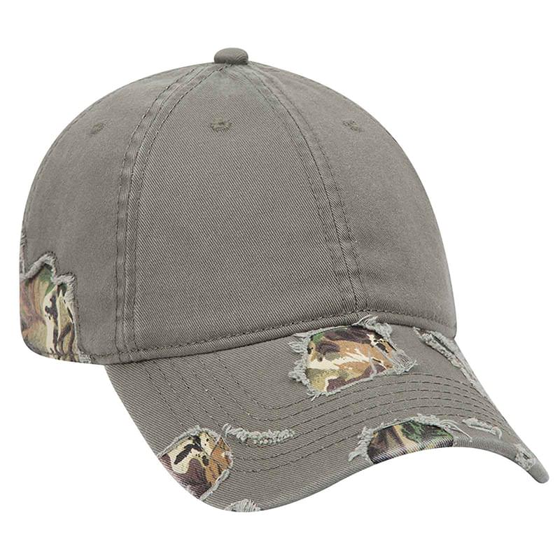 Otto Camouflage Distressed Superior Garment Washed Cotton Twill Low Profile Style Caps