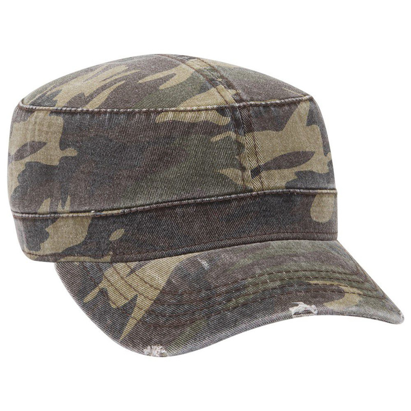 Otto Camouflage Superior Garment Washed Cotton Twill Distressed Visor Military Style Caps