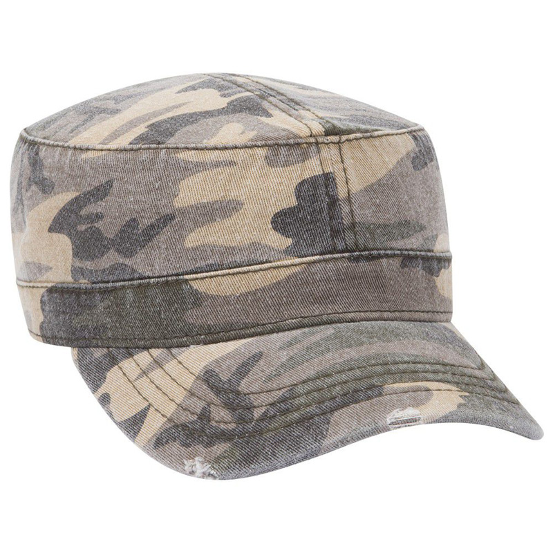 Otto Camouflage Superior Garment Washed Cotton Twill Distressed Visor Military Style Caps