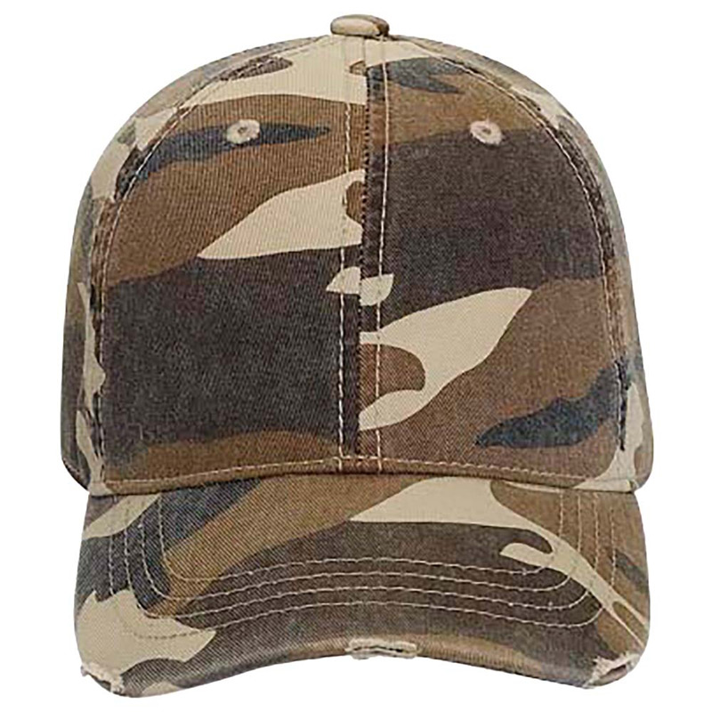 Otto Youth Camouflage Superior Garment Washed Cotton Twill Distressed Visor Low Profile Style Caps