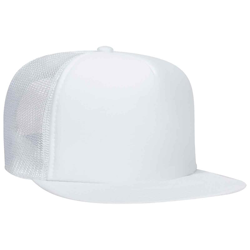 Otto Polyester Foam Front Flat Visor High Crown Golf Style Mesh Back Caps
