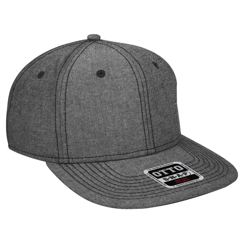 OTTO Cotton Blend Chambray Square Flat Visor OTTO SNAP" Six Panel Pro Style Snapback Hat"
