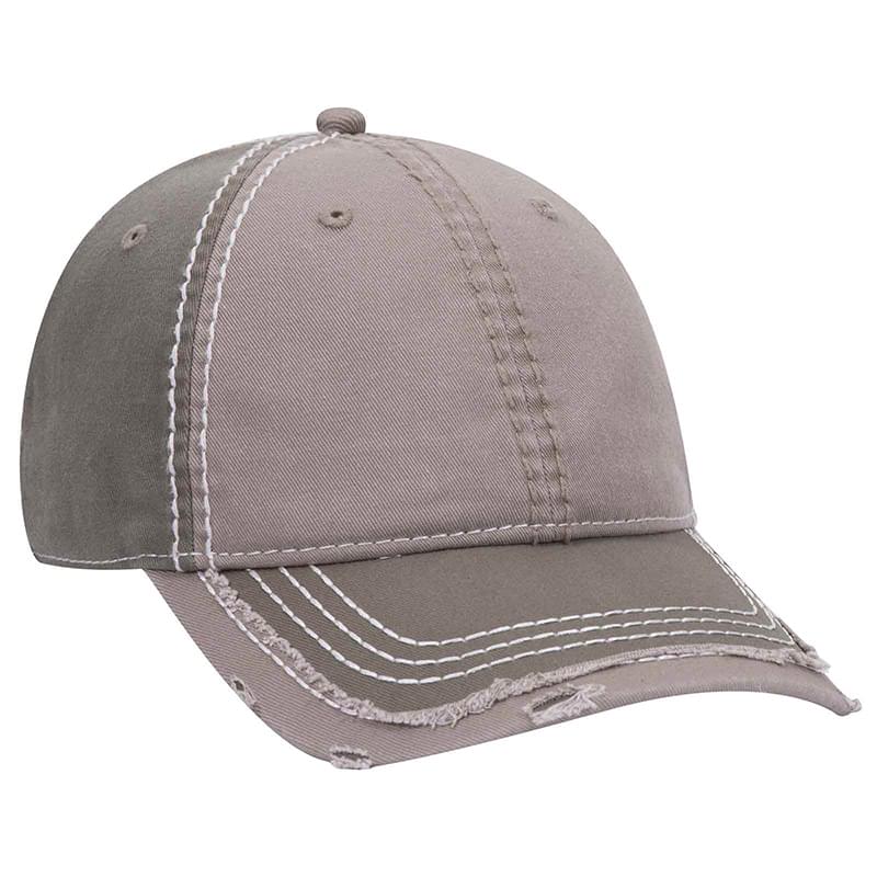 OTTO Garment Washed Cotton Twill w/ Heavy Stitching Distressed Trim Edge Visor Six Panel Low Profile Dad Hat