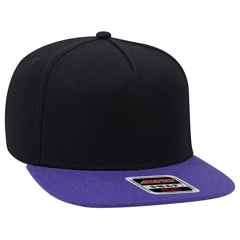 OTTO Wool Blend Twill Square Flat Visor OTTO SNAP" Five Panel Pro Style Snapback Hat"
