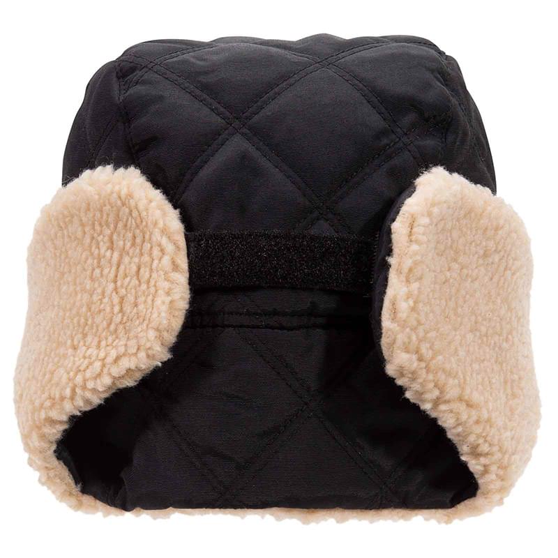 OTTO Quilted Polyester Shell w/ Shearling Lining Three Panel Trapper Hat