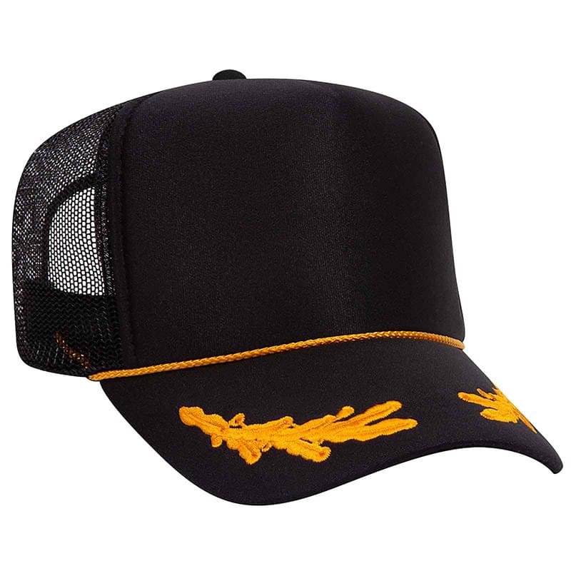 Otto Polyester Foam Front Oak Leaves High Crown Golf Style Mesh Back Caps