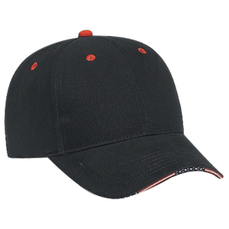 Otto Flag Edge Design Sandwich Visor Brushed Cotton Twill Low Profile Style Caps