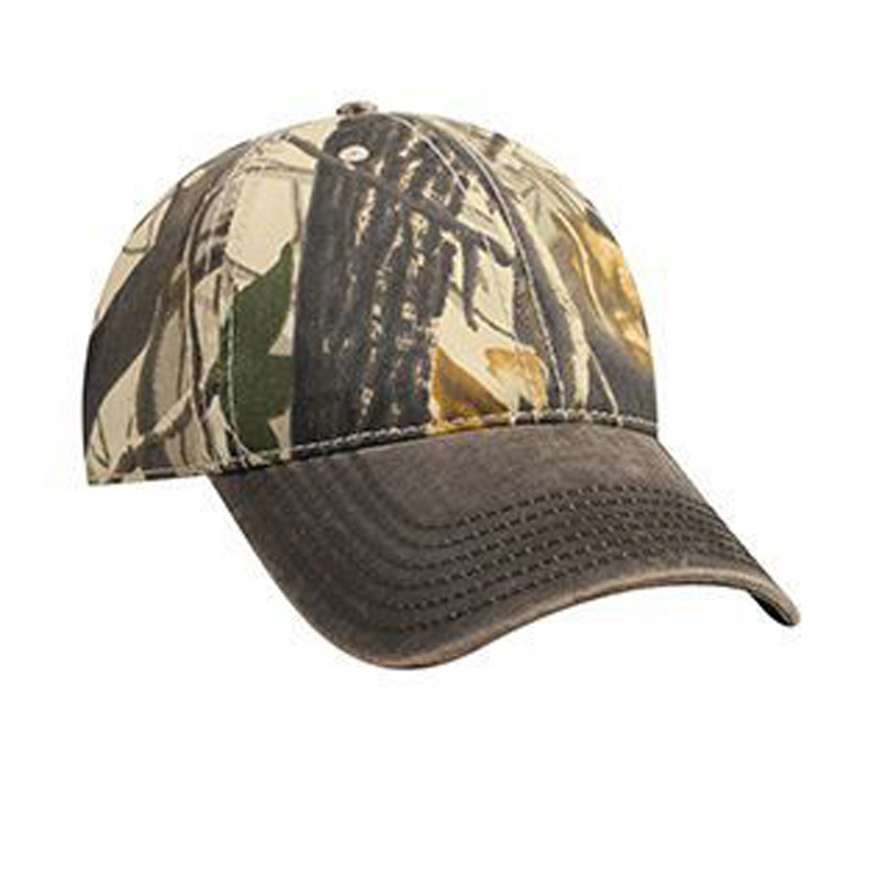 Otto Camouflage Garment Washed Cotton Twill Heavy Washed Wax Coated Visor Low Profile Style Caps