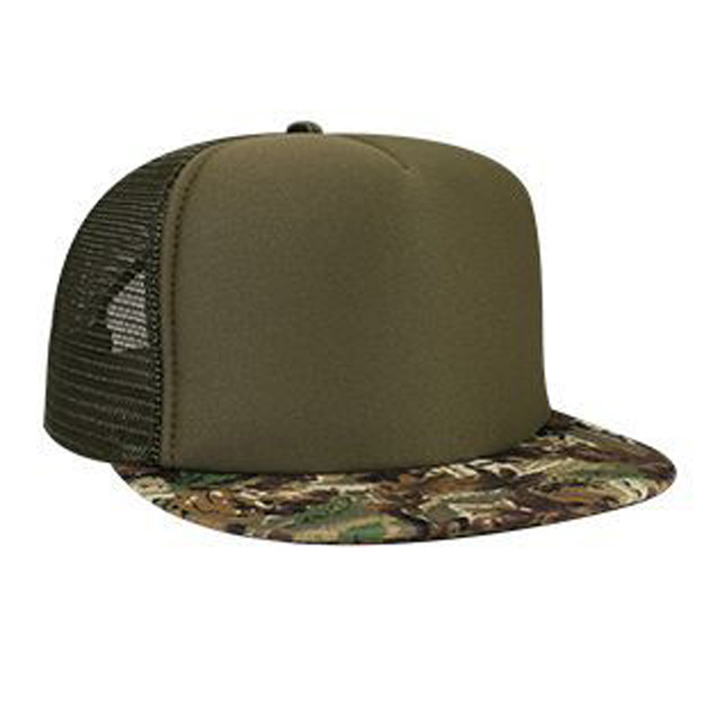 Otto Polyester Foam Front Camouflage Flat Visor High Crown Golf Style Mesh Back Caps