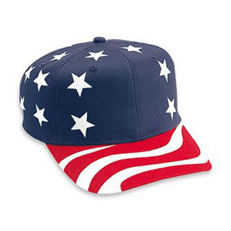 Otto United States Flag Pattern Cotton Twill Pro Style Caps