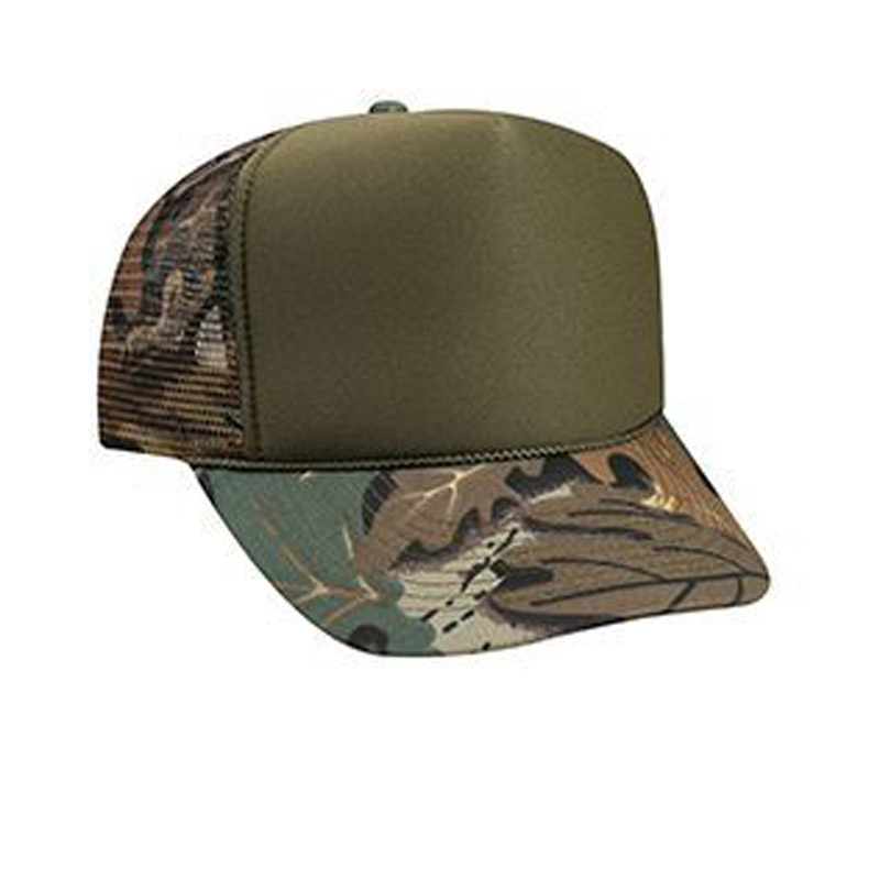 Otto Polyester Foam Front Camouflage Visor High Crown Golf Style Mesh Back Caps