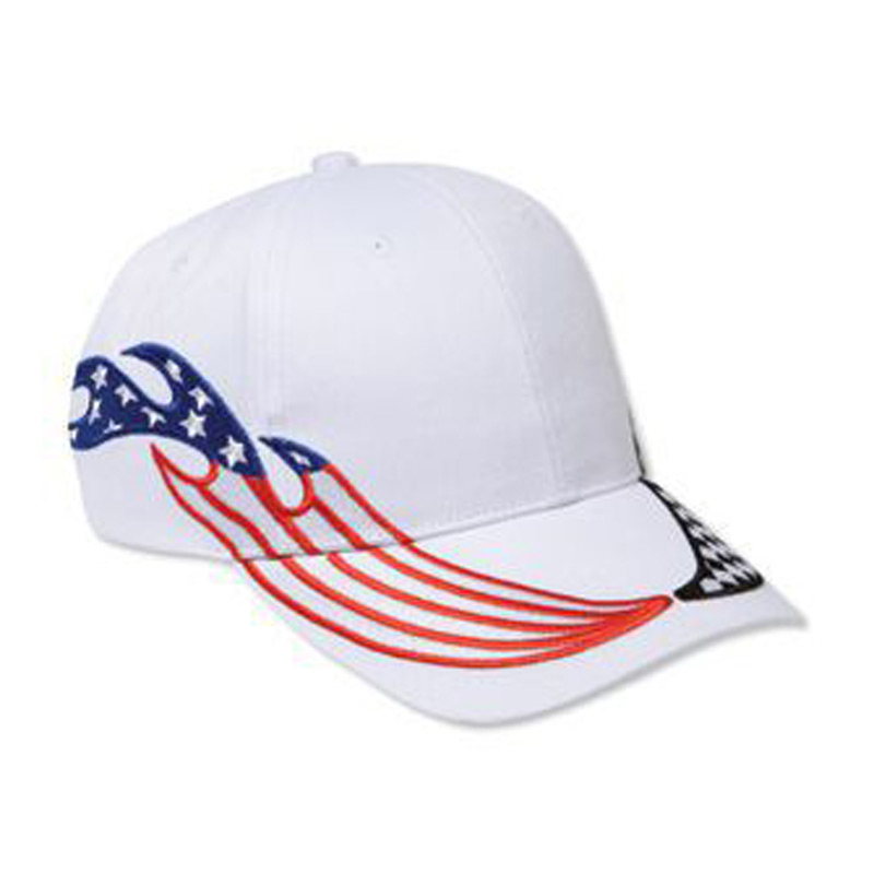 Otto United States Flag Racing Flame Pattern Brushed Cotton Twill Low Profile Style Caps