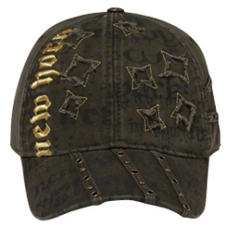 Otto Metallic New York Distressed Star Patch Caps
