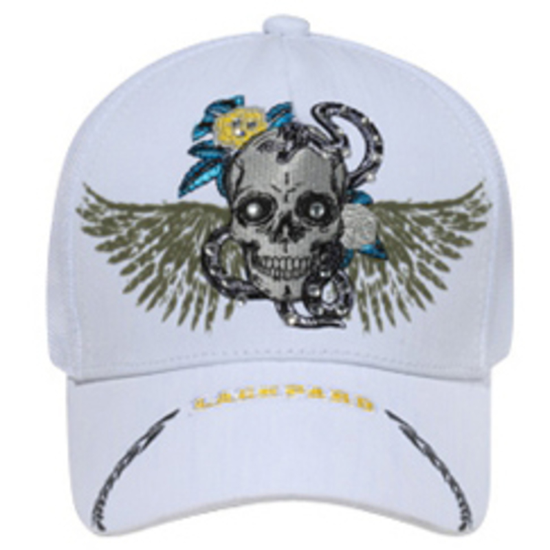 Otto Skull With Wings & Rhinestones Mesh Back Caps