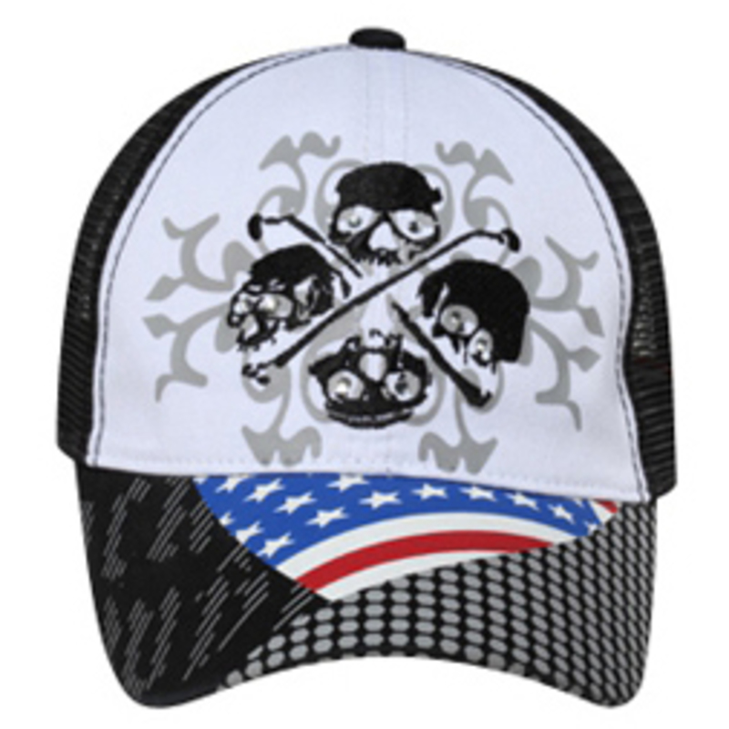 Otto 4 Skulls Flag Design Mesh Back Caps