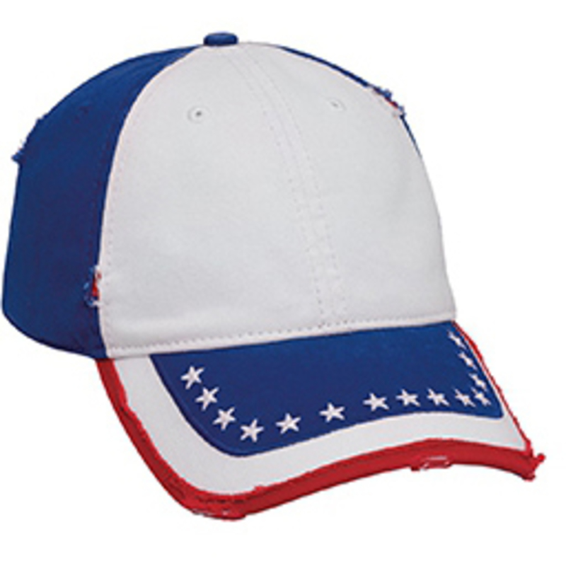 Otto Us Flag Pattern Distressed Superior Garment Washed Cotton Twill Low Profile Style Caps