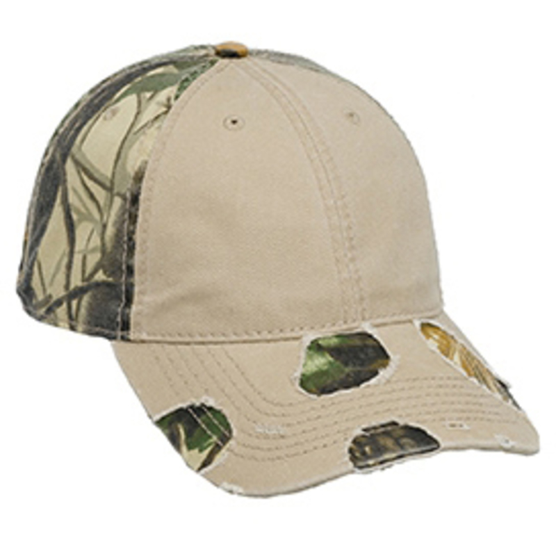 Otto Camouflage Superior Garment Washed Cotton Twill Distressed Visor Low Profile Style Caps