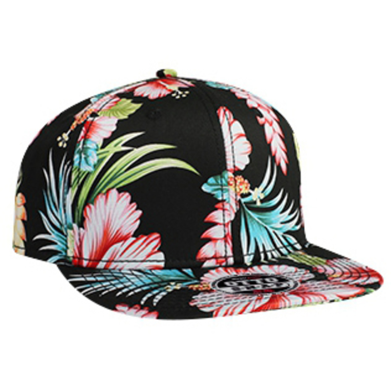 Otto Cotton Twill Hawaiian Pattern Square Flat Visor Pro Style Snapback Caps