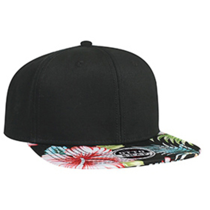 Otto Superior Cotton Twill With Hawaiian Pattern Square Flat Visor Pro Style Snapback Caps