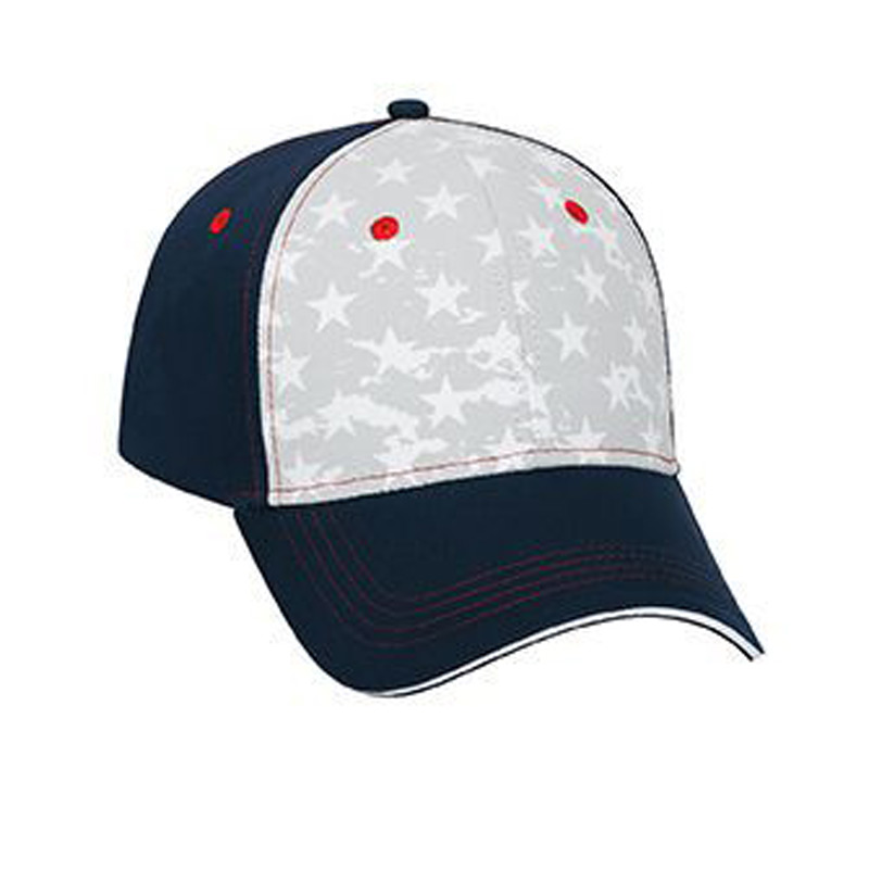 Otto Star Pattern Cotton Twill Sandwich Visor With Contrast Stitching Low Profile Style Caps