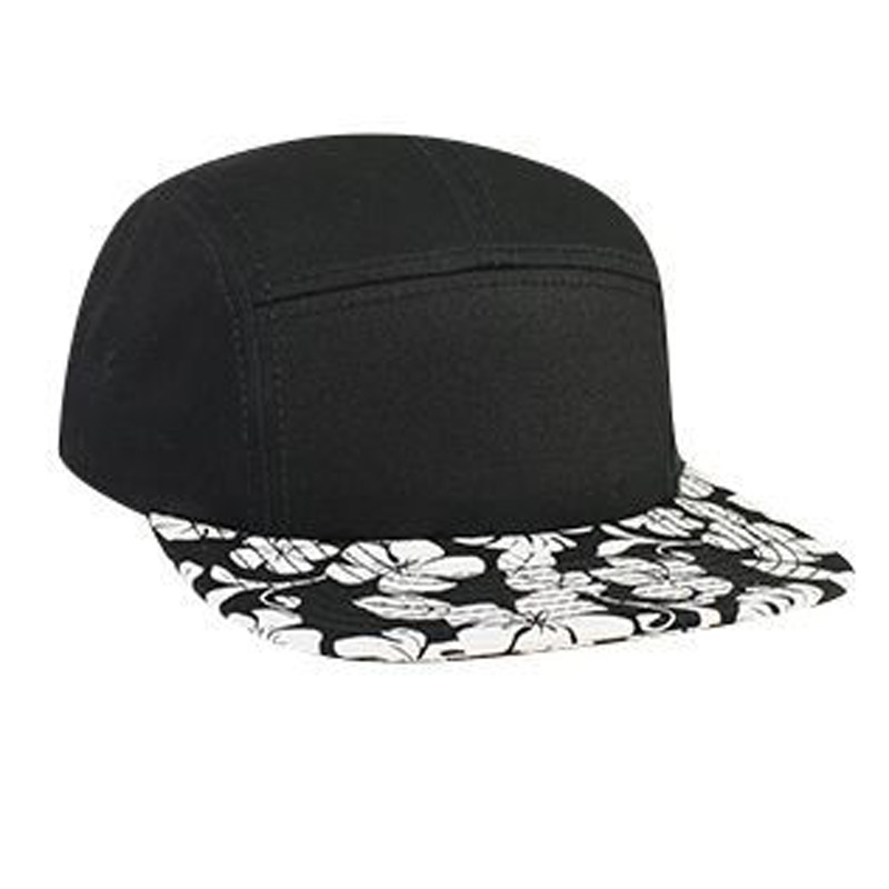 Otto Superior Cotton Twill With Hawaiian Pattern Square Flat Visor Camper Style Caps