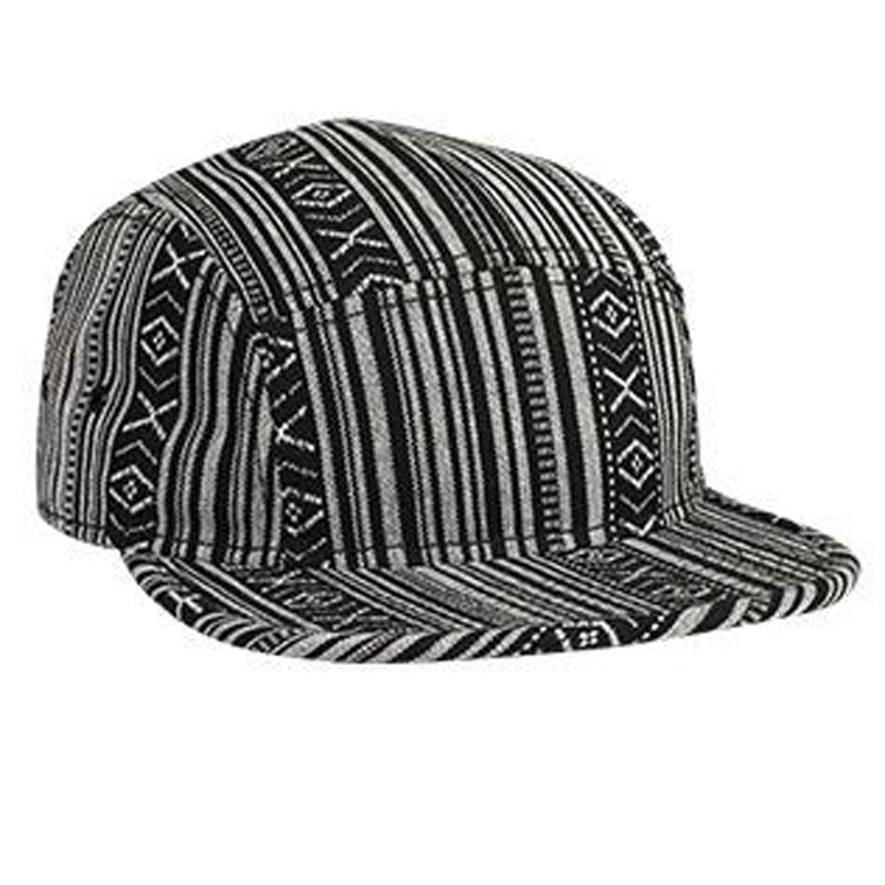 Otto Aztec Pattern Cotton Jacquard Square Flat Visor With Binding Trim Five Panel Camper Style Caps
