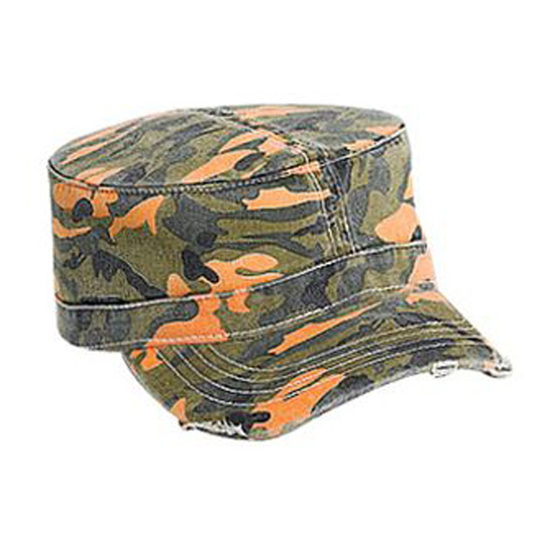 Otto Camouflage Superior Garment Washed Cotton Twill Distressed Visor Military Style Caps
