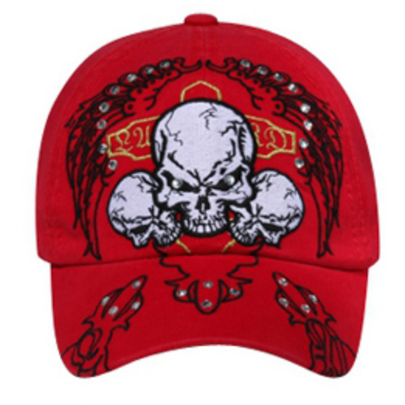 Otto 3 Skulls Design With Rhinestones Caps
