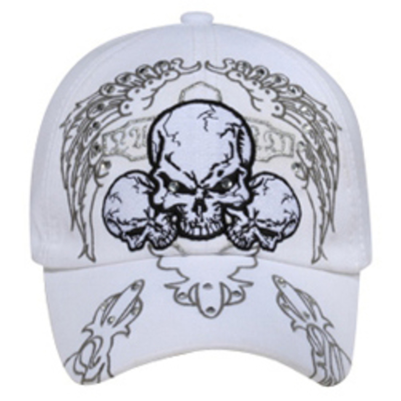 Otto 3 Skulls Design With Rhinestones Caps
