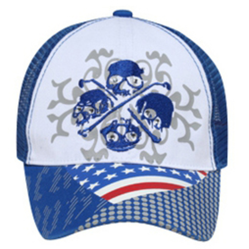 Otto 4 Skulls Flag Design Mesh Back Caps