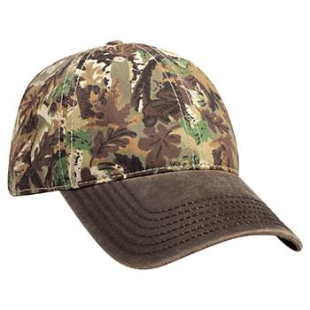 Otto Camouflage Garment Washed Cotton Twill Heavy Washed Wax Coated Visor Low Profile Style Caps