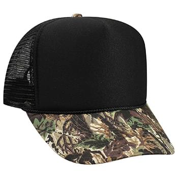 Otto Polyester Foam Front Camouflage Visor High Crown Golf Style Mesh Back Caps