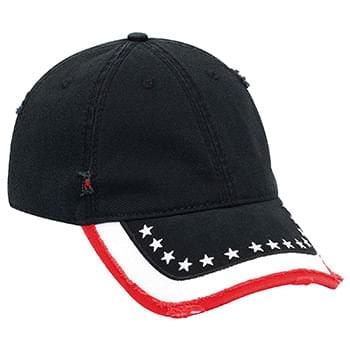 Otto Us Flag Pattern Distressed Superior Garment Washed Cotton Twill Low Profile Style Caps