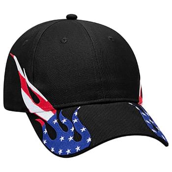 OTTO United States Flag Flame Pattern Brushed Cotton Twill Six Panel Low Profile Baseball Cap