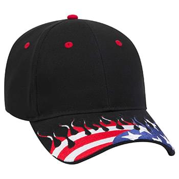 Otto United States Flag Flame Pattern Visor Brushed Cotton Twill Low Profile Style Caps