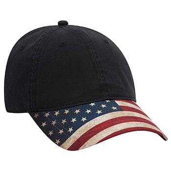OTTO United States Flag Design Visor Cotton Twill Six Panel Low Profile Baseball Cap